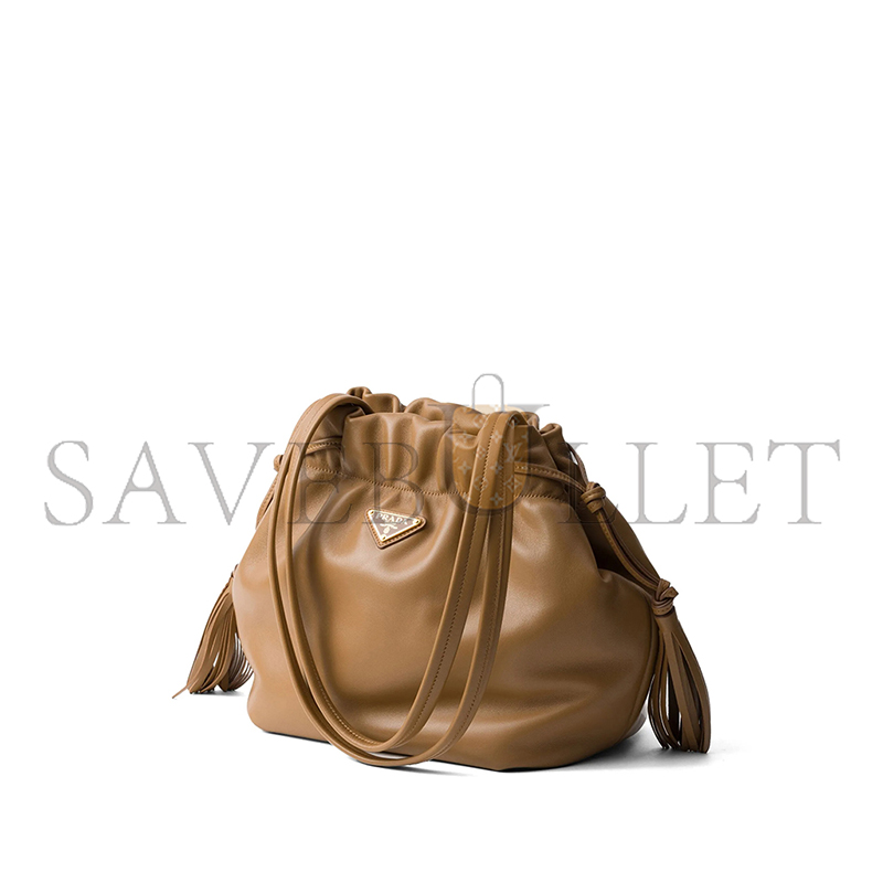 Pra*a black nappa leather shoulder bag 1bg541 (25*24*11cm)